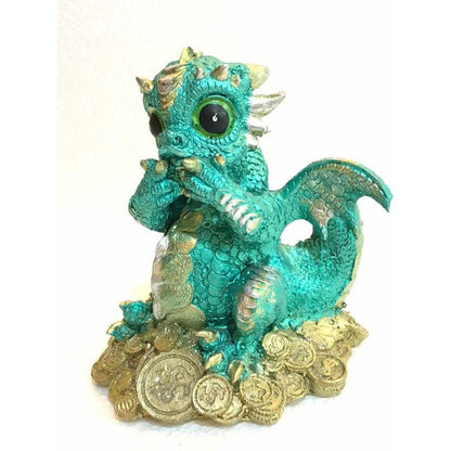 Dragón Tipo Bebe Resina 14.5 Cm Nacional Pintado A Mano.