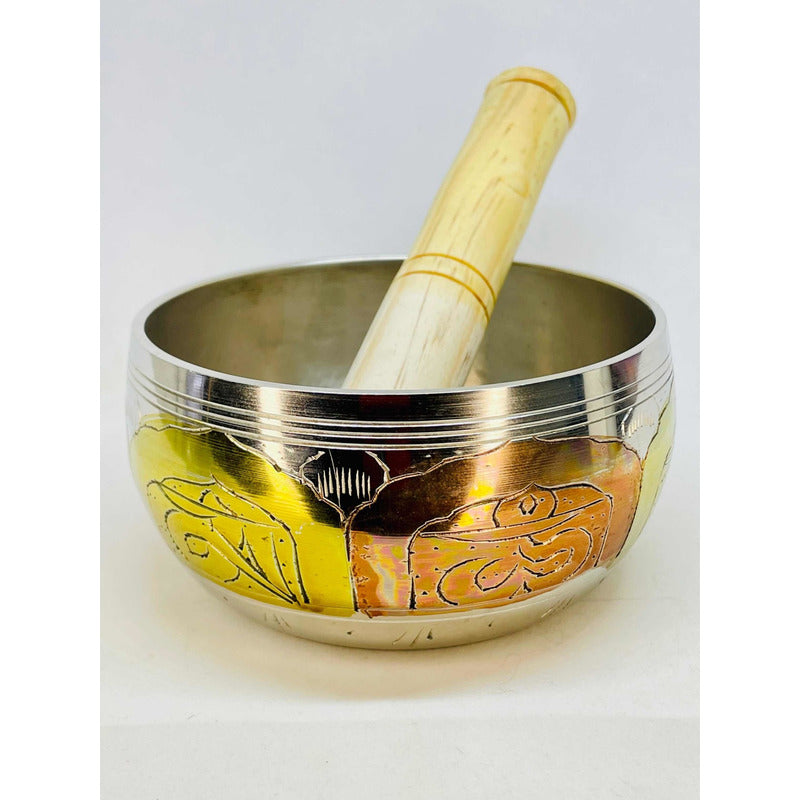 Cuenco Tibetano 105 Mm 7 Metales Niquel Brillante Indu.