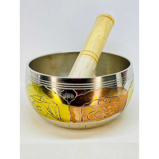 Cuenco Tibetano 105 Mm 7 Metales Niquel Brillante Indu.