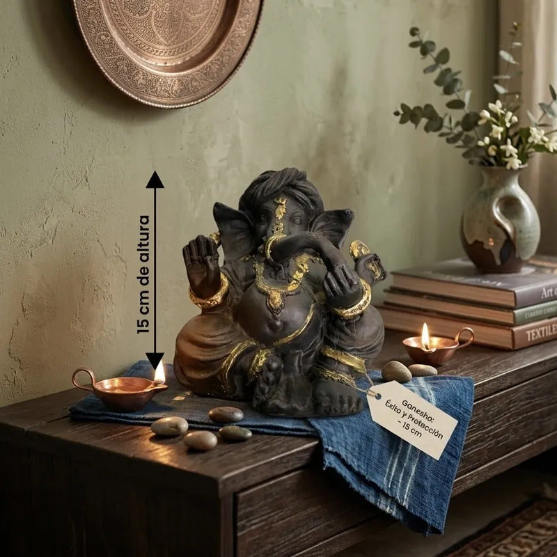 Ganesh Estatua De Resina De 15 Cm De Altura Negro by HEREJE