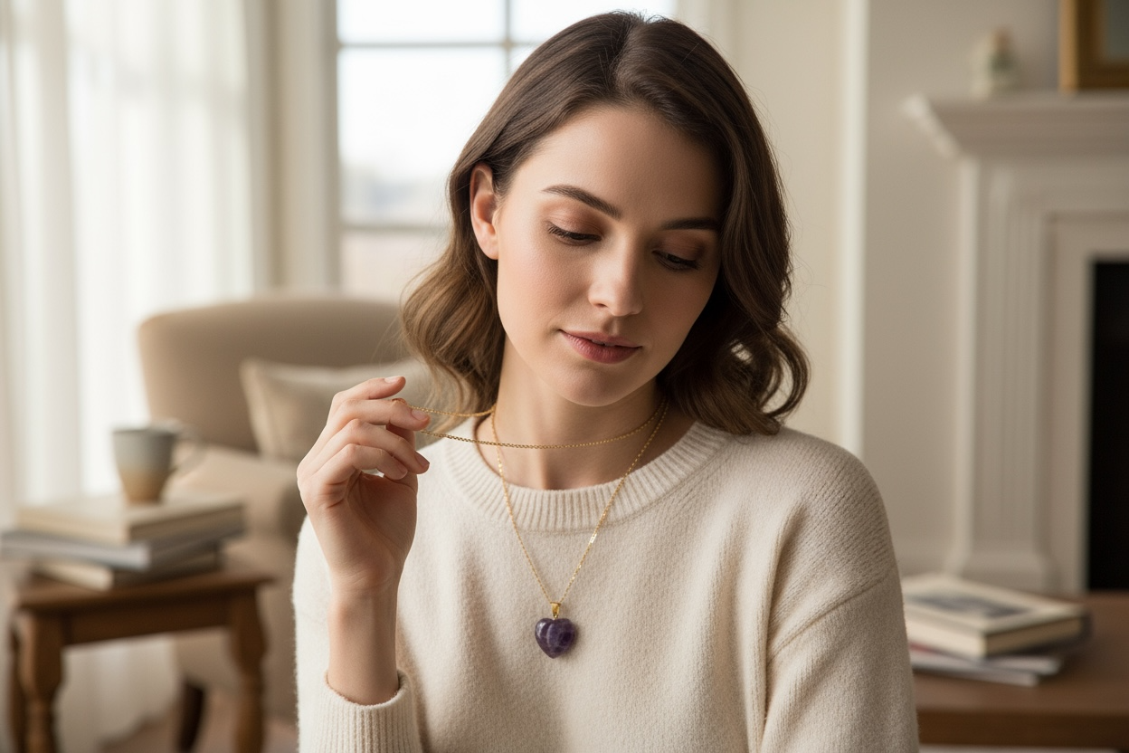 Collar Cuarzo Amatista 20mm