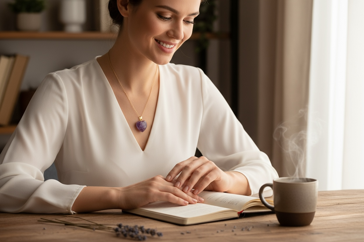 Collar Cuarzo Amatista 20mm