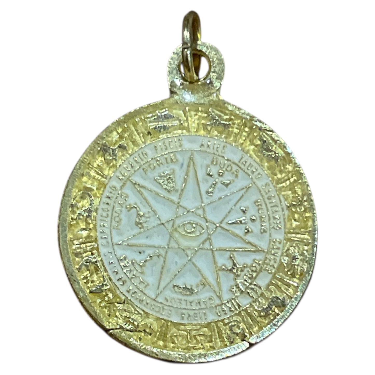 Star Pendant 12 Zodiac Signs in encapsulated metal