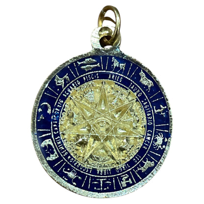 Star Pendant 12 Zodiac Signs in encapsulated metal