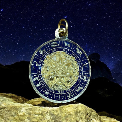 Star Pendant 12 Zodiac Signs in encapsulated metal