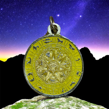Star Pendant 12 Zodiac Signs in encapsulated metal