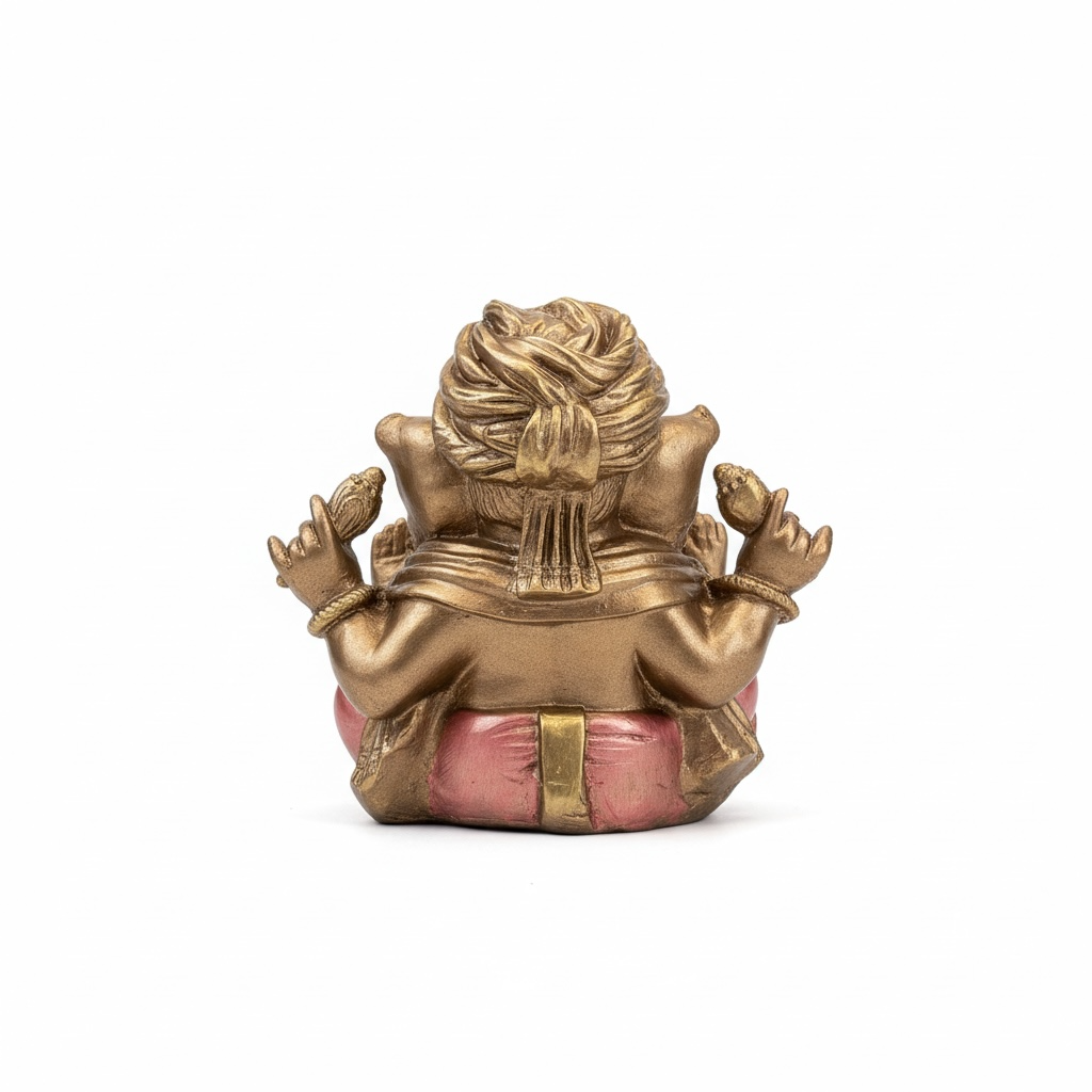 Ganesh Turbante Escultura D Resina Hecho A Mano 15.5x17x13cm