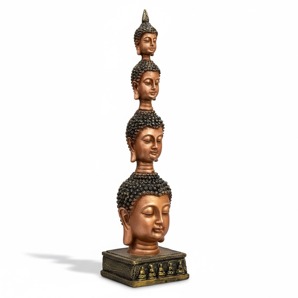 Buddha-Sockelköpfe aus Kunstharz, Figur 26 cm hoch