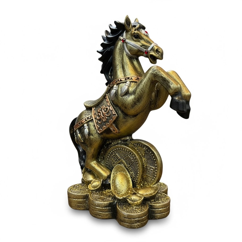 Caballo Año Chino Estatua De Resina 18x13x8.5 Cm