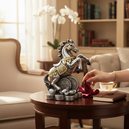 Caballo Año Chino Estatua De Resina 18x13x8.5 Cm