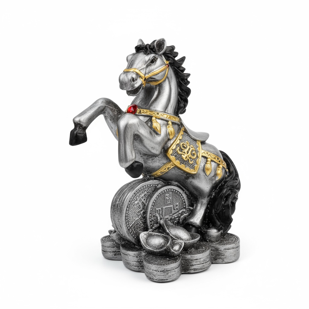 Caballo Año Chino Estatua De Resina 18x13x8.5 Cm
