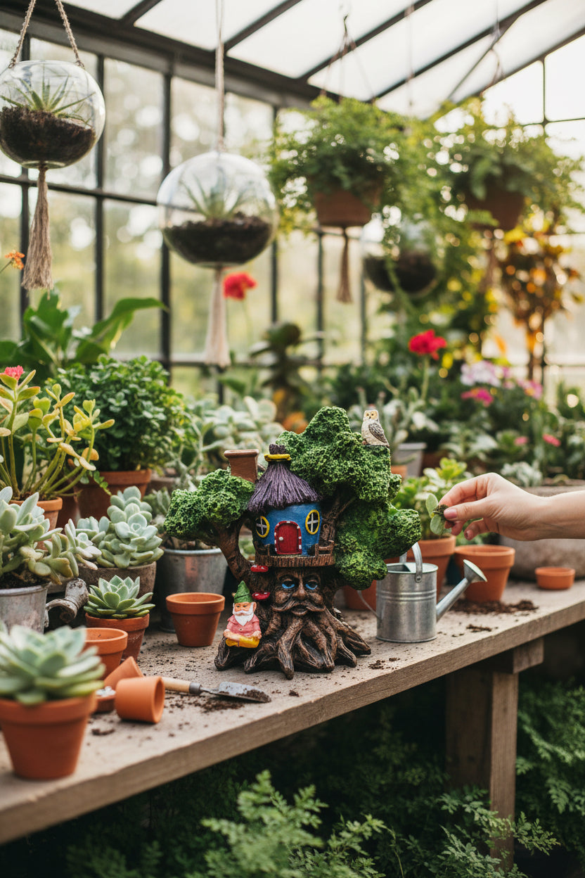 Cascada De Humo Árbol De Resina Chico 16cm Verde