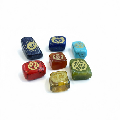 7 Chakra Stones (chakras) Engraved Quartz Set