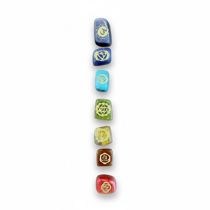7 Chakra Stones (chakras) Engraved Quartz Set