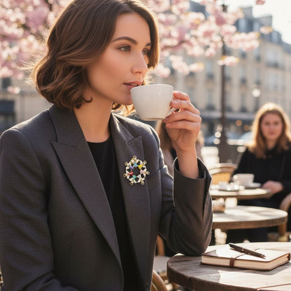 Circle of Angels Gold Plated with Crystal Brooch