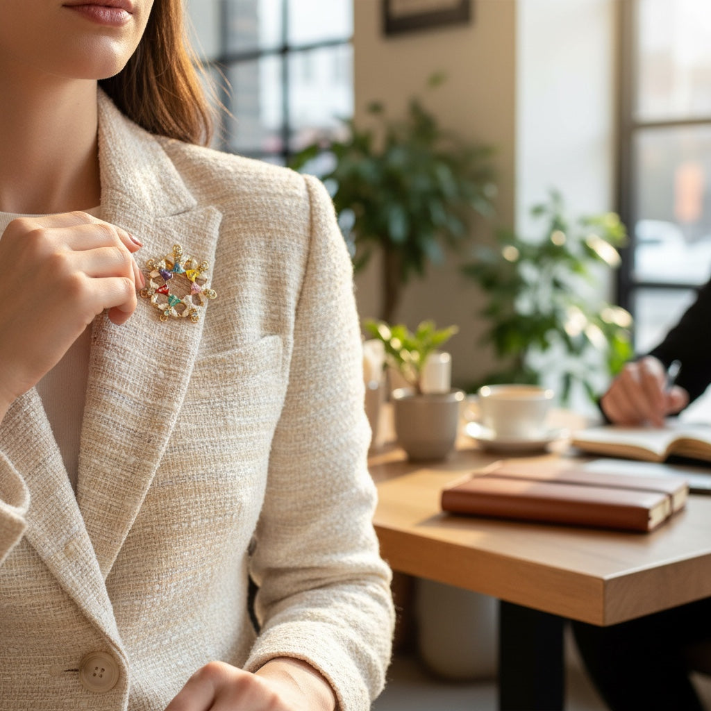 Circle of Angels Gold Plated with Crystal Brooch
