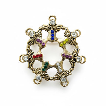 Circle of Angels Gold Plated with Crystal Brooch