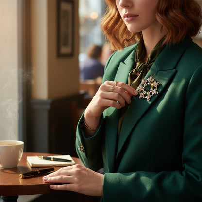 Circle of Angels Gold Plated with Crystal Brooch