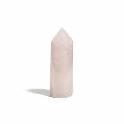 Obelisco De Cuarzo Rosa Con Los Chakras Grabados