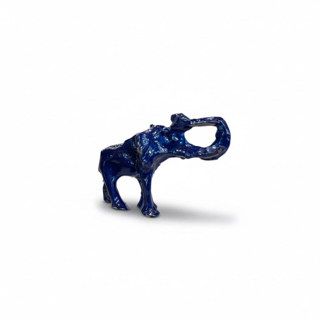 Blaues Metall-Nashorn-Mini-Feng-Shui-Amulett
