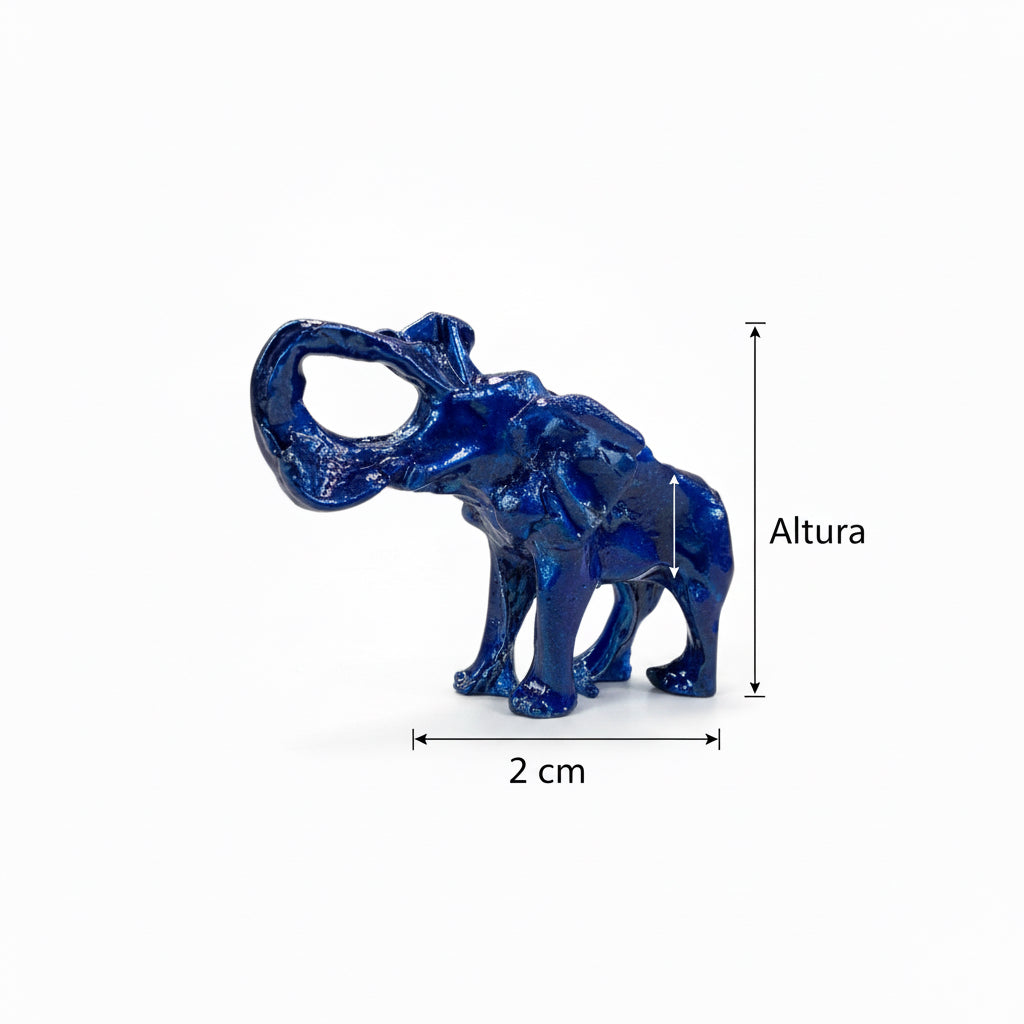 Blaues Metall-Nashorn-Mini-Feng-Shui-Amulett