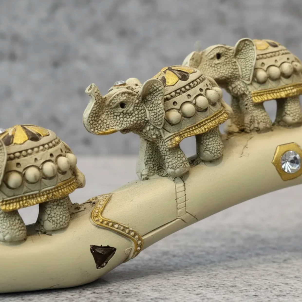 7 Elephant Horn Protection and Abundance Resin 8cm