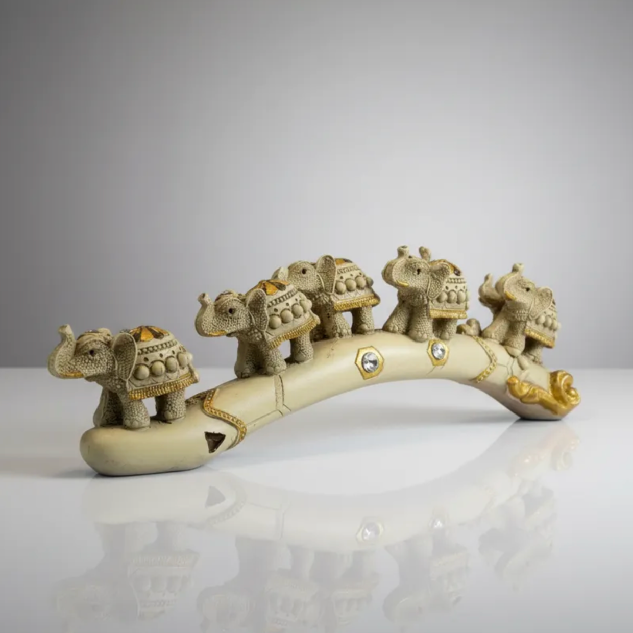 7 Elephant Horn Protection and Abundance Resin 8cm