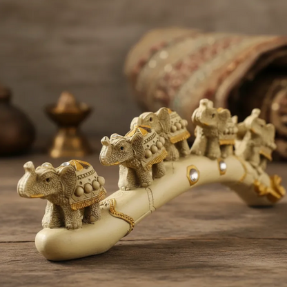 7 Elephant Horn Protection and Abundance Resin 8cm