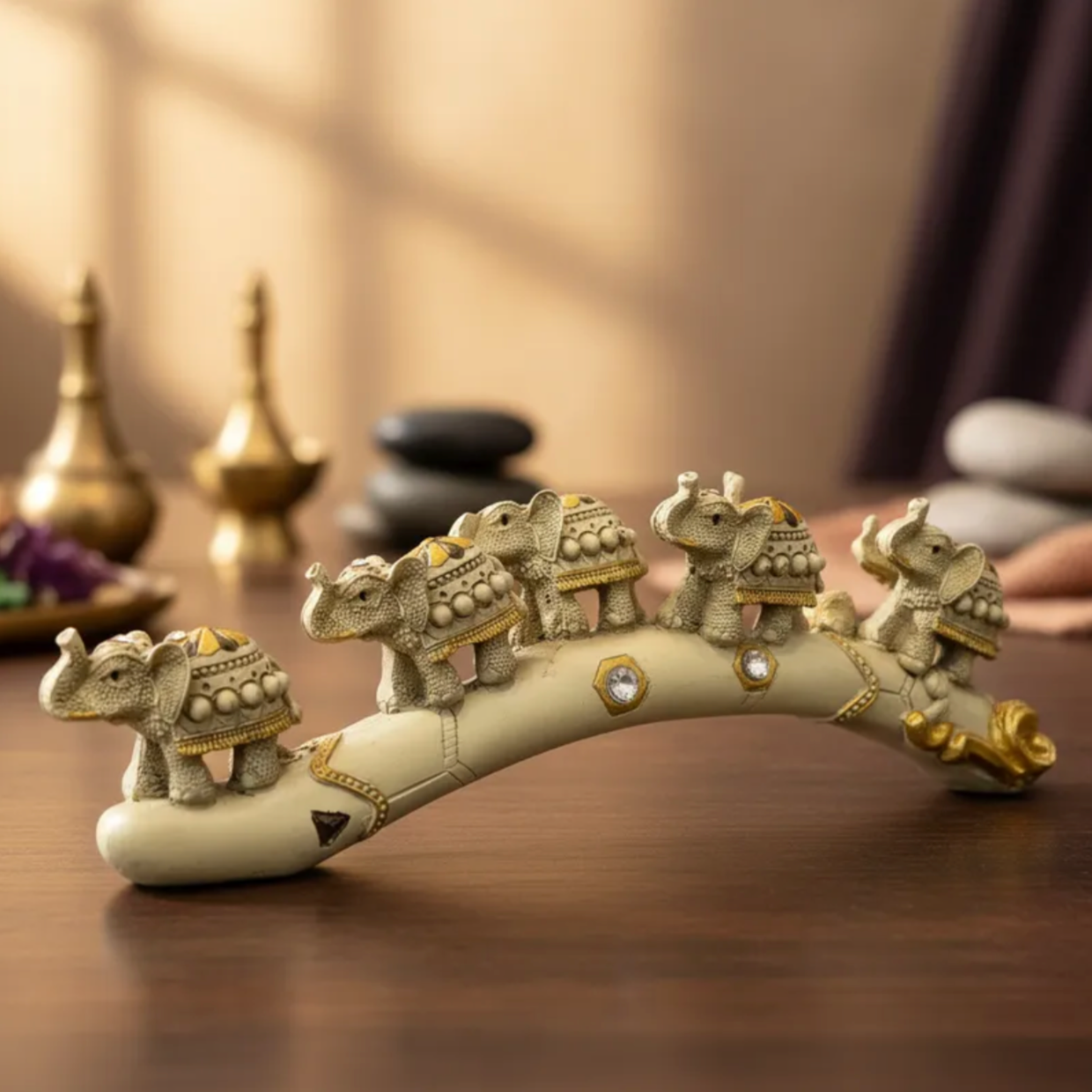 7 Elephant Horn Protection and Abundance Resin 8cm