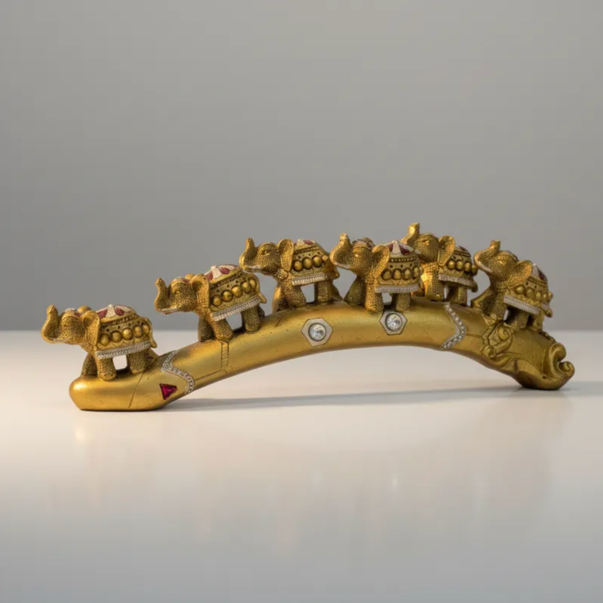 7 Elephant Horn Protection and Abundance Resin 8cm