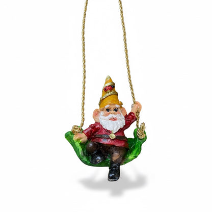 Gnomo En Columpio Figura De Resina Decorativa De 9cm De Alto