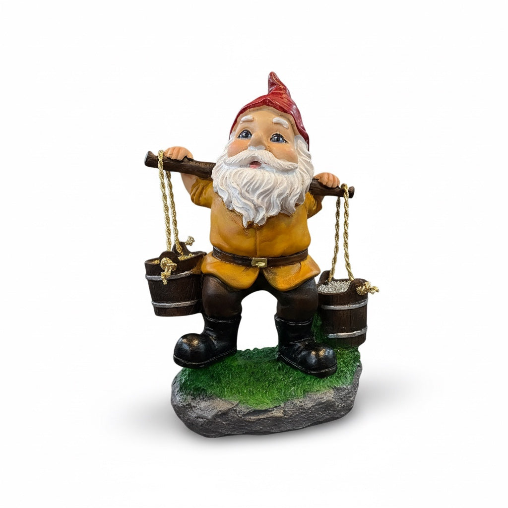 Gnomo Cubetas Figura De Resina De 20 Cm De Altura