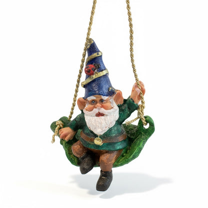 Gnomo En Columpio Figura De Resina Decorativa De 9cm De Alto