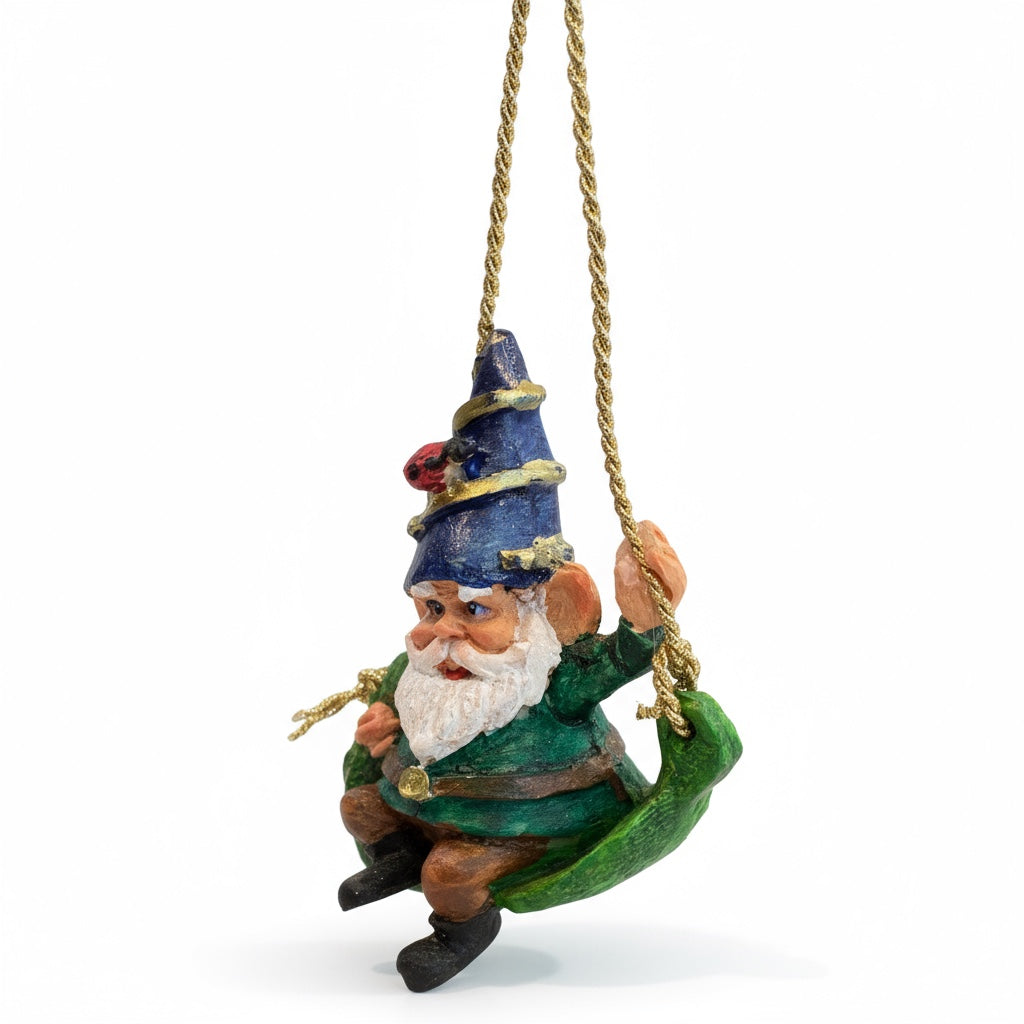Gnomo En Columpio Figura De Resina Decorativa De 9cm De Alto