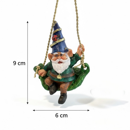 Gnomo En Columpio Figura De Resina Decorativa De 9cm De Alto