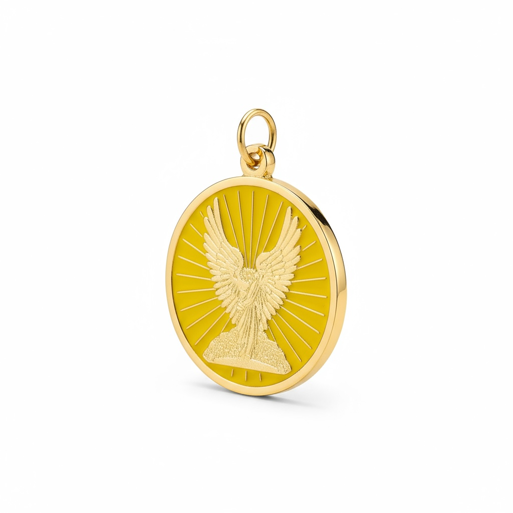 Metatron Dije Troquelado, Encapsulado Baño Dorado 3 Cm Diame