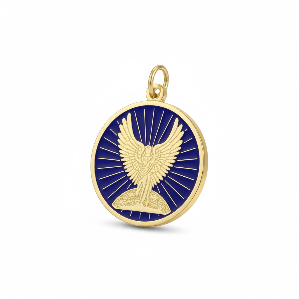 Metatron Dije Troquelado, Encapsulado Baño Dorado 3 Cm Diame