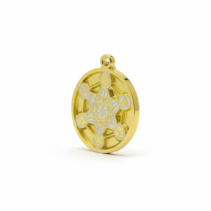 Metatron Dije Troquelado, Encapsulado Baño Dorado 3 Cm Diame