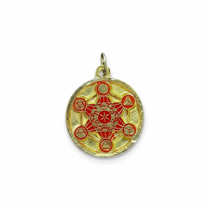 Metatron Dije Troquelado, Encapsulado Baño Dorado 3 Cm Diame
