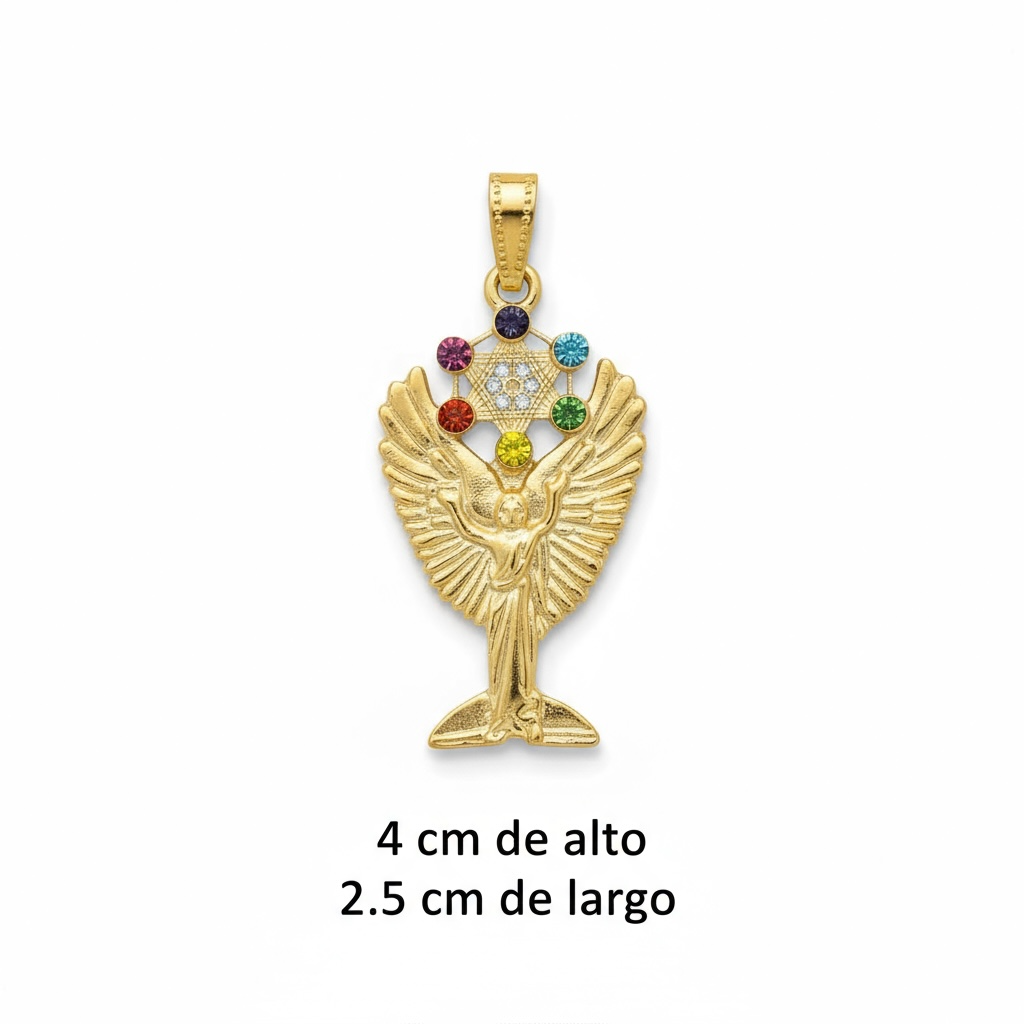 Metatron Dije Con Cubo Baño De Oro Pintado A Mano Con Crista