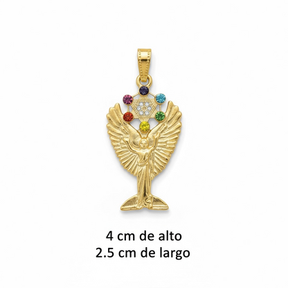 Metatron Dije Con Cubo Baño De Oro Pintado A Mano Con Crista