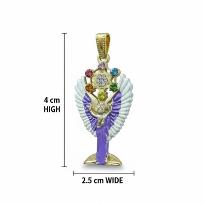 Metatron Dije Con Cubo Baño De Oro Pintado A Mano Con Crista