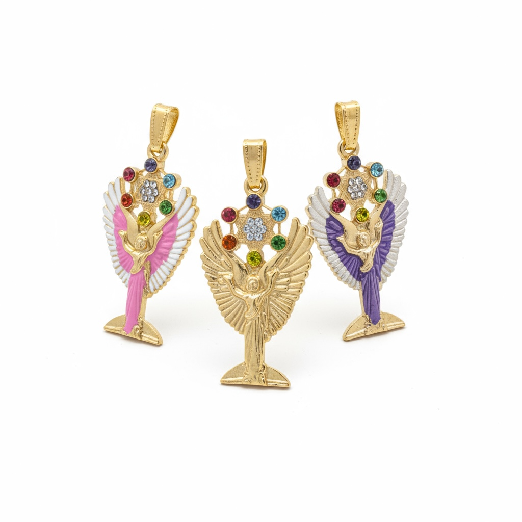 Metatron Dije Con Cubo Baño De Oro Pintado A Mano Con Crista