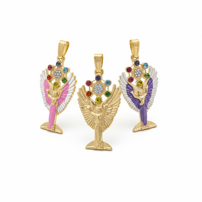 Metatron Dije Con Cubo Baño De Oro Pintado A Mano Con Crista