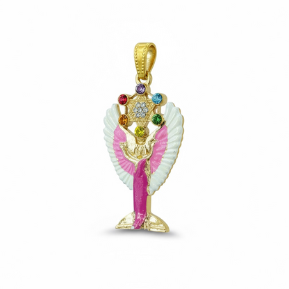 Metatron Dije Con Cubo Baño De Oro Pintado A Mano Con Crista