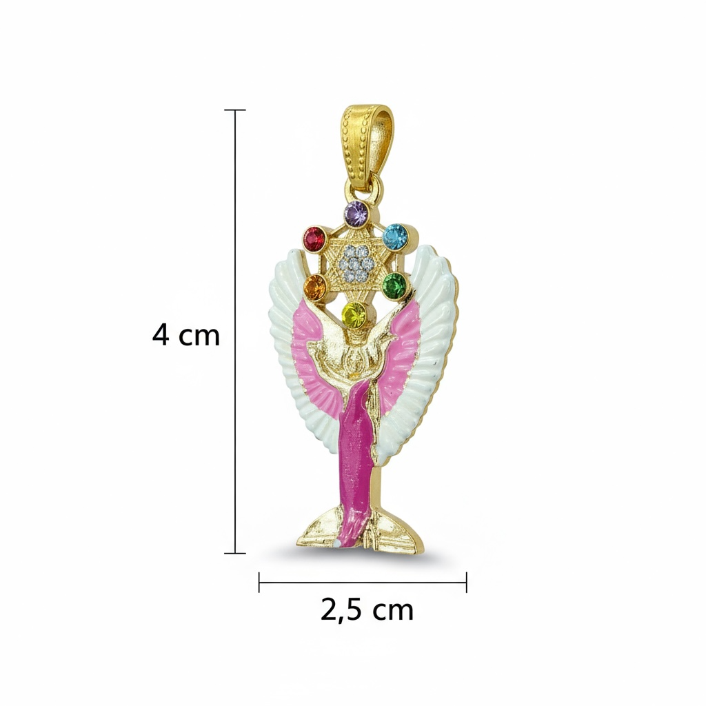 Metatron Dije Con Cubo Baño De Oro Pintado A Mano Con Crista
