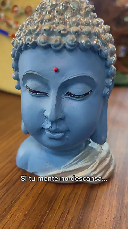 Buda Quemador De Incienso Escultura De Resina 9x6x6cm Azul Buda