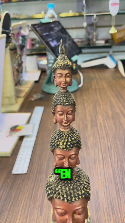 Buddha-Sockelköpfe aus Kunstharz, Figur 26 cm hoch