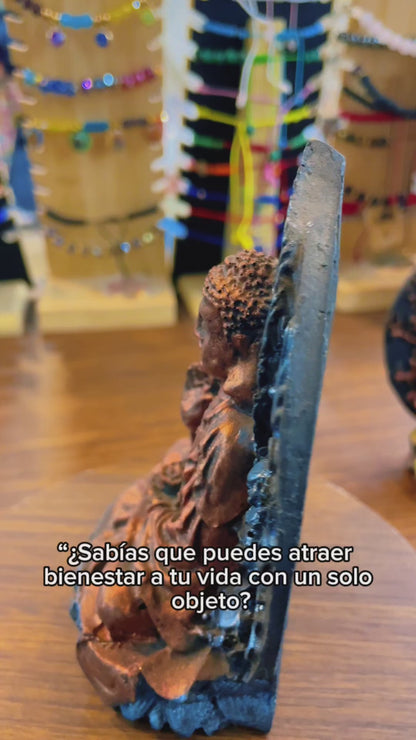 Buda Con Círculo 12 Cm Figura De Resina Cobre