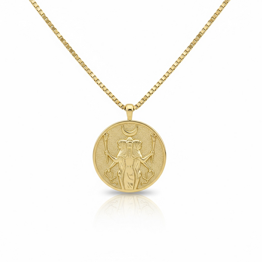 Triple Diosa Medalla Dorada Con Cadena